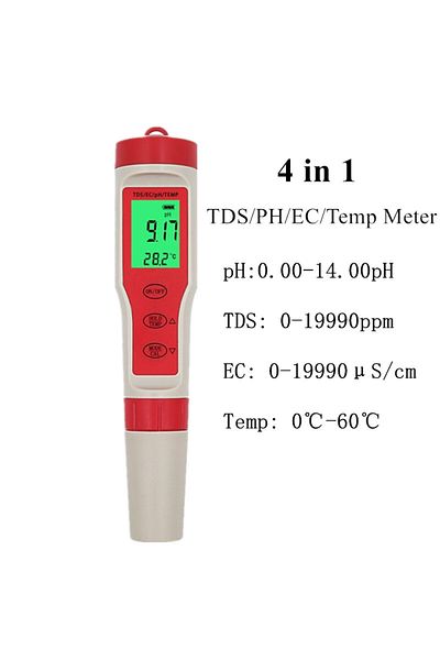 Choice B Handheld PH Meter Waterproof PH TDS EC Temp Tester Digital Water Quality Detector with Backlight.