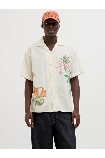 Jack & Jones JACK JONES Erkek Kısa Kollu Keten Gömlek 12271108