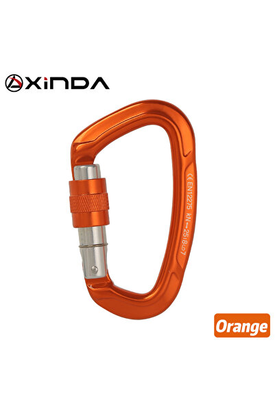 Choice مشبك أمان برتقالي اللون لتسلق الصخور بقفل على شكل حرف D بقوة 25 كيلو ن...