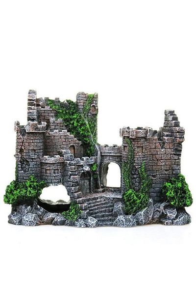 Choice 17x6x13 cm Random Color Creative Castle Shape Fish Tank Ornaments Decoration Landscaping Resin Rocke