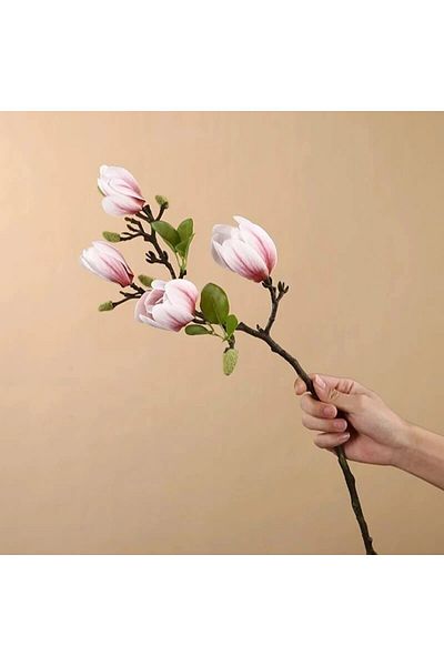 Choice Pink Artificial Magnolia Flower Branch For Home Living Room Decoration Fake Silk Plant Wedding Party