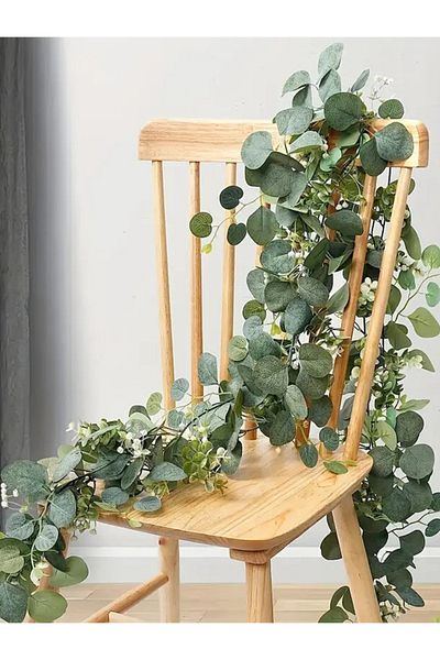Choice Green 1pc 5.9FT Artificial Eucalyptus Vine Fake Rose Flowers Gypsophila Garland For Wedding Home Par