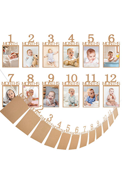 Choice B01 NewBorn Birthday 12 Months Photo Banner Baby One Year Birthday tur...