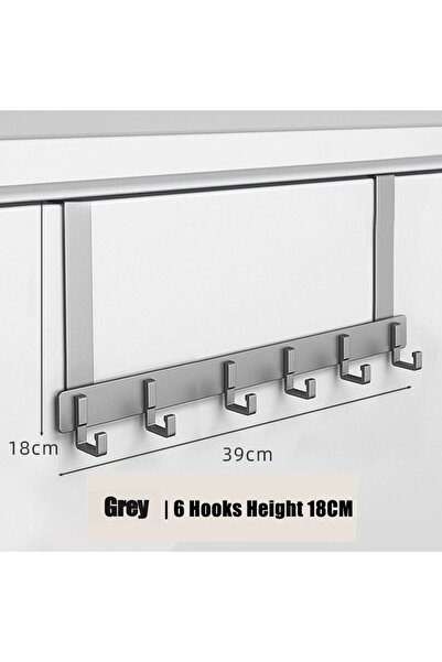Choice XL grey-18cm Hooks Over The Door 6 Hooks Clothes Coat Hat Towel Hanger Bathroom Organizer Rack Door