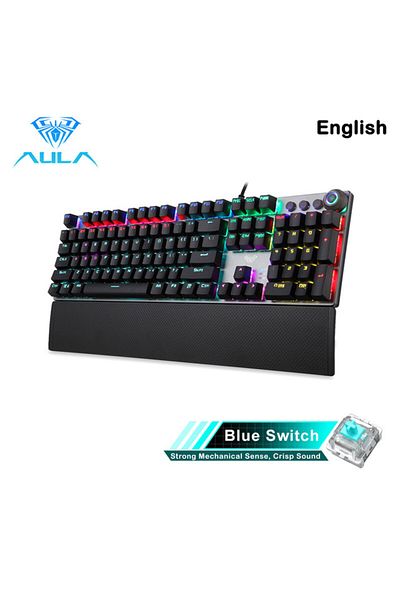 Choice لوحة مفاتيح الألعاب الميكانيكية Aula F2088 بتصميم إنجليزي 108 أزرق اللون مضادة للظلال 104 بني أزرق سويدي