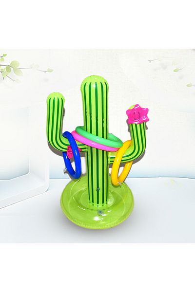 Choice 63cm green Inflatable Cactus Ring Toss Game Toy Set for Summer Beach Luau Party Decoration Hawaiian