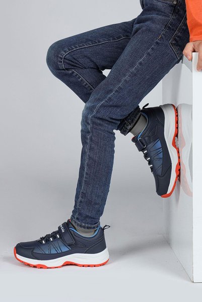 Jump 29195 Velcro Indigo Blue - Orange Unisex Kids Sneaker Casual Sneakers