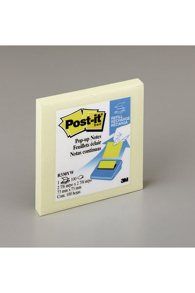 Post-it ® Dispenser Pop-up Notes R330-YW, Canary Yellow, 3 in x 3 in (7.62 cm x 7.62 cm), 100% PEFC