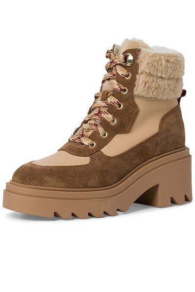 Tamaris Damen Elegante Stiefelette 1-26243-41 Braun 398 Brown Comb Leder und Textil mit TOUCH-IT