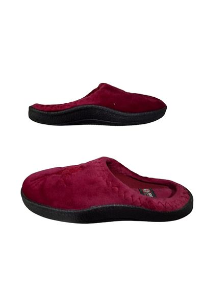 GEZER Burgundy Floral Patterned Indoor Daily Slippers