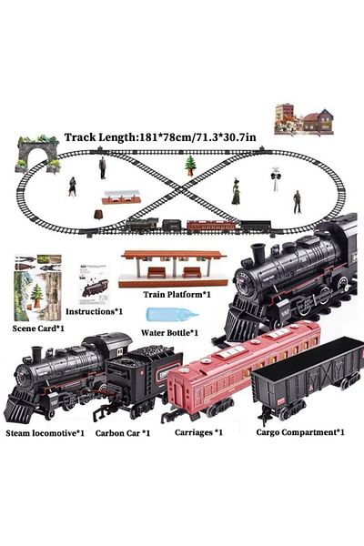 Choice 30-2 Classical Battery Operate Electric Railway Train Steam Locomotive Set Adding Water to Smoke Tra
