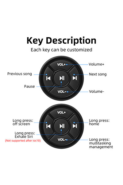 Choice جهاز تحكم عن بعد لاسلكي يعمل بالبلوتوث مع زر وسائط للسيارة والدراجة النارية ومشغل الموسيقى على عجلة القيادة...
