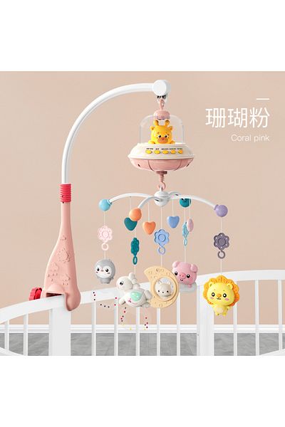 Choice 66823- سرير أطفال متنقل باللون الوردي مزود بإضاءة وموسيقى للأطفال من عمر 0 إلى 6 أشهر مع جهاز تحكم عن بعد