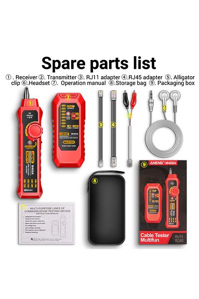 Choice red RJ11/RJ45 Multifunctional Line Finder anti-interference test instrument Wire Tracer Ethernet Net