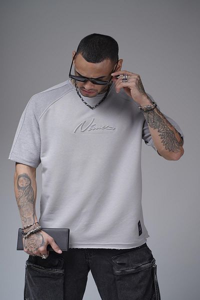king brich Μπλουζάκι Unisex με ανάγλυφο εμπριμέ Garni με λεπτομέρεια Raglan Sleeve Oversize Mold