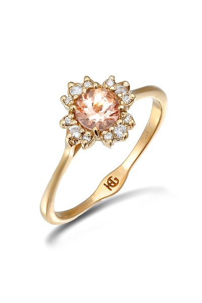 HAZE & GLORY Diamant Morganit Verlobungsring 375 Gelbgold
