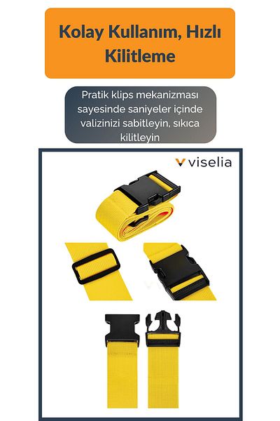 Viselia Ζώνη ασφαλείας βαλίτσας με ρυθμιζόμενο μέγεθος πόρπης ζώνη ασφαλείας βαλίτσας 2 τμχ Μαύρο-κίτρινο