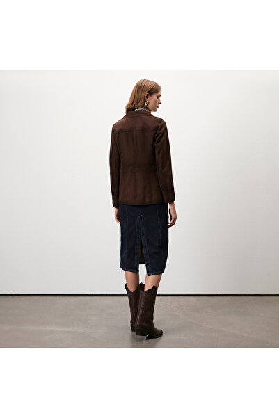 Desa Evangel Kahve Kadın Süet Blazer Ceket