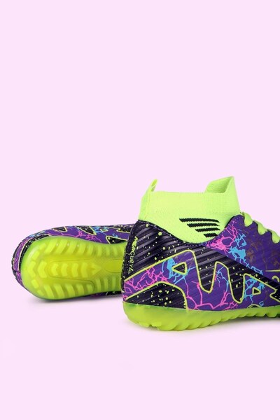 LALİGA Air Laliga Air Boom Model Halı Saha Ayakkabısı Mor/Sarı/Desenli