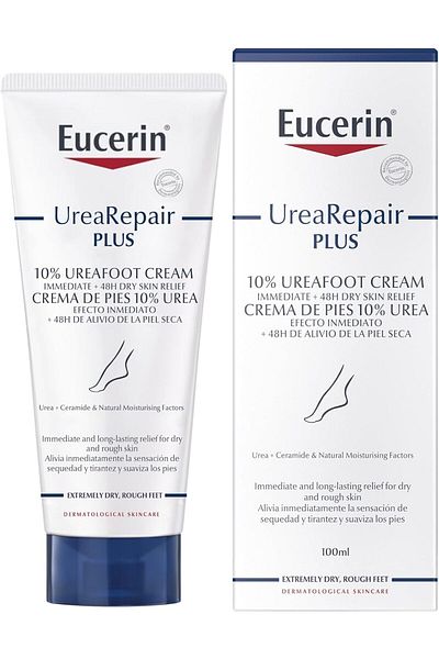 Eucerin UreaRepair Plus 10% Urea Foot Cream with Ceramide, Smoothes Callouses and Thickened Heels, F