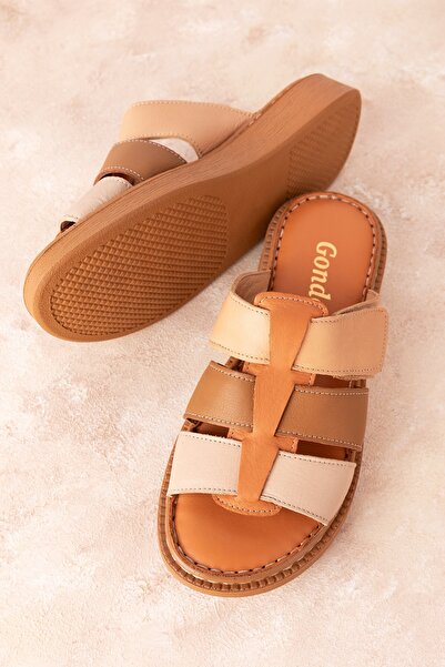 Gondol Kadın Hakiki Deri Rahat Günlük Terlik Usl.2517