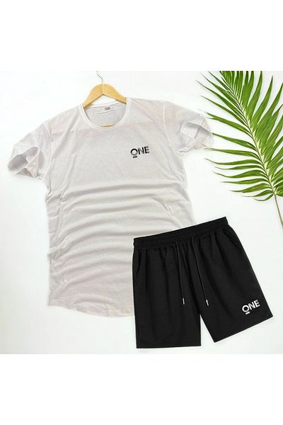 Fifty Color Unisex Λευκό Μπλουζάκι με εμπριμέ κάτω σορτς Συνδυασμός ομάδας