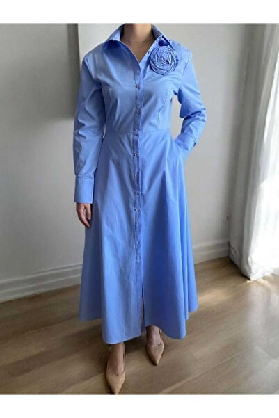 FK PYNAPPEL Design Rose Detail Midi Length Poplin Shirt Dress