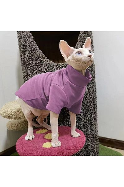 Choice XL deep purple Sphynx Cat Clothes Baby Soft Cotton Fall Winter Kitten Small Dog Clothes for Cornish