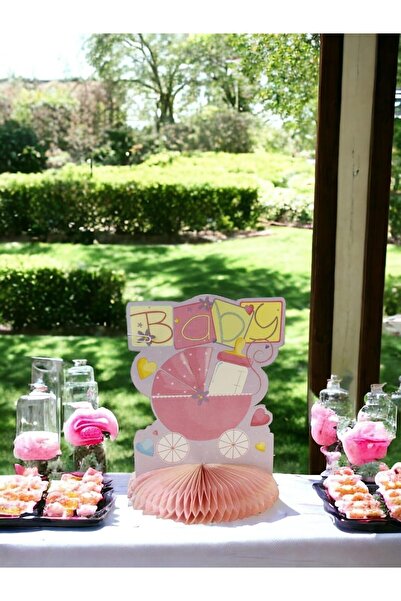 Parti Adresi Baby Shower Parti Süsü Baby Temalı Petek Masa Süsü Pembe