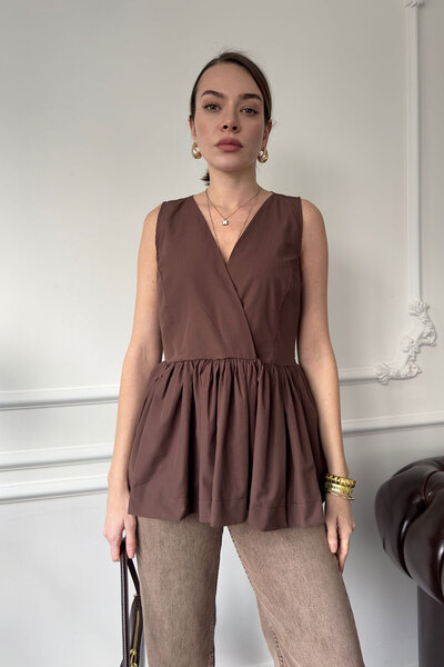 MAGARDE Μπλούζα με βολάν χωρίς μανίκια - ΚΑΦΕ