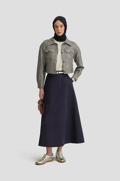 Armine Sewing Detailed Skirt 25Y1801 Indigo