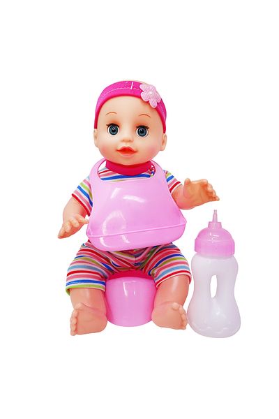 Salamandra Set Carucior cu Papusa Bebelus Roz, Biberon, Bavetica si Olita, Salamandra Kids