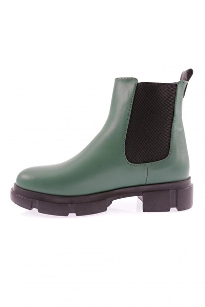 DGN Yuvarlak Burun Yanları Lastikli Kadın Bot Yeşil Cilt 2623497211372322
