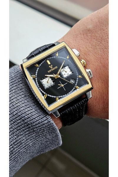Raymond Rym-83001 Leather Cord Men's Wristwatch - Stainless Steel Case - 2 Year Warranty