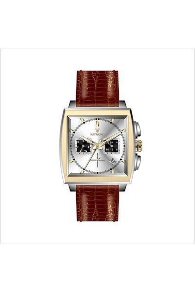 Raymond Rym-83001 Leather Cord Men's Wristwatch - Stainless Steel Case - 2 Year Warranty