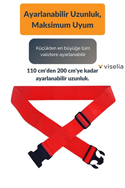Viselia Valiz Kemeri Emniyet Tokalı Ölçüsü Ayarlanabilir Bavul Güvenlik Emniyet Kemeri 2 Adet Yeşil-Kırmızı