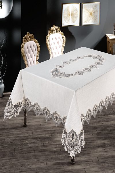 Annalisa Linen French Lace Table Cloth