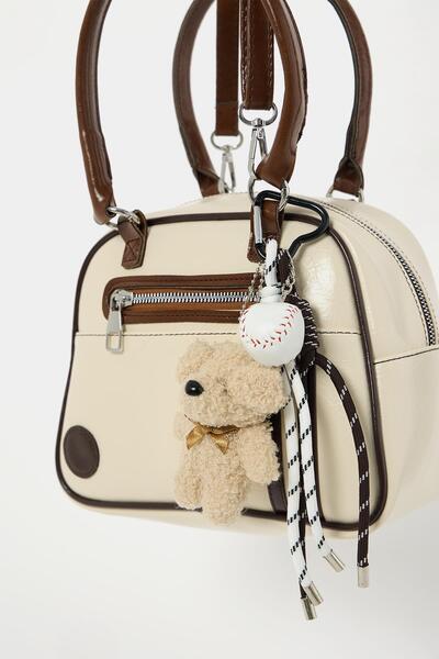 Madamra Geantă de mână și de umăr retro pentru bowling pentru femei bej