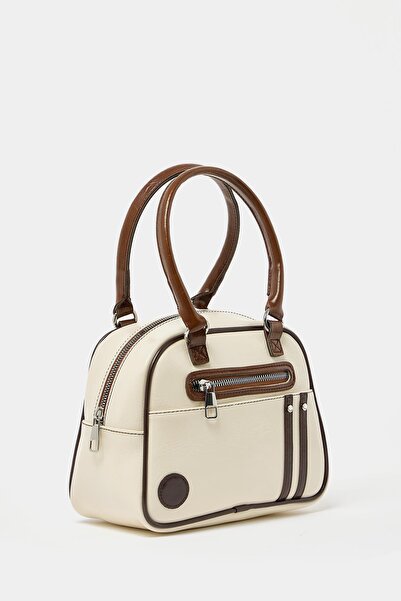 Madamra Geantă de mână și de umăr retro pentru bowling pentru femei bej