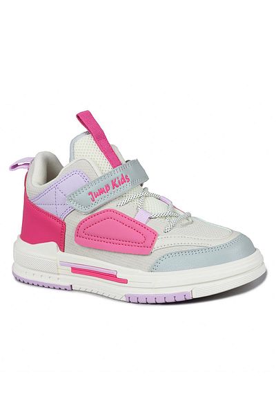 Jump 31093 Pantofi sport pentru fete cu velcro înalt fucsia - bej