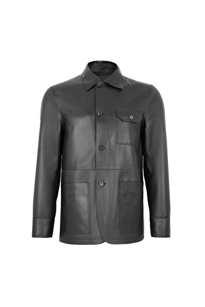 Desa Achak Siyah Erkek Blazer Deri Ceket