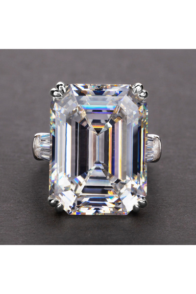 Choice 8 F377 Huitan خاتم سوليتير فاخر كبير مستطيل الشكل مرصع بحجر الزركونيا المكعب للنساء خاتم خطوبة لحفلات المساء