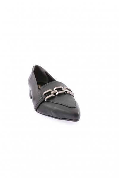DGN 015 Women's Black Ballerinas with Pointed Toe and Iron Accessories