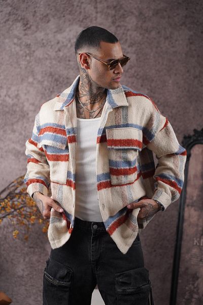king brich Πουκάμισο ξυλοκόπος Unisex Oversize με τσέπες