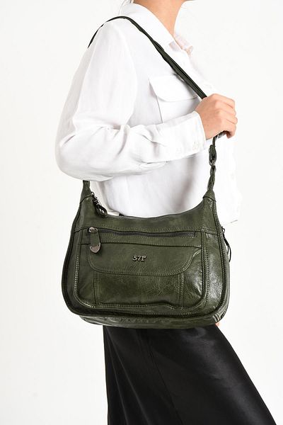 571 Collections Çanta Green Faux Leather Shoulder Bag - Model 571-11-13F