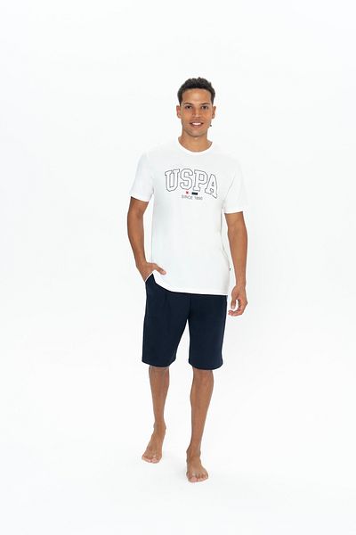 U.S. Polo Assn. U.S. Polo Assn. Men's Crew Neck Ecru Home Wear 100% Muk