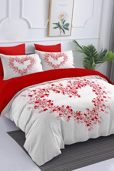 MonoHome Double Duvet Cover 100% Cotton Oeko-Tex ® Certified Special Woven Heart