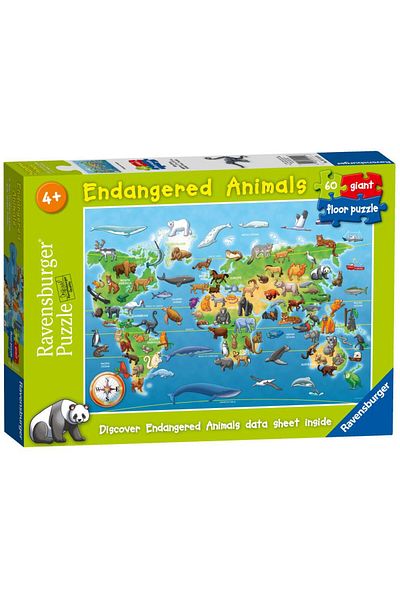 RAVENSBURGER Large floor puzzle animal map 60 pieces