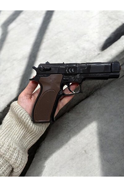 YILDIRIM OYUNCAK Metal Gonher Silah 20 Cm Mantar Kapsül Atan Tabanca Gonher 144 Adet Kapsül Hediyeli