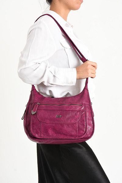 571 Collections Çanta Purple Faux Leather Shoulder Bag - Model 571-11-13F